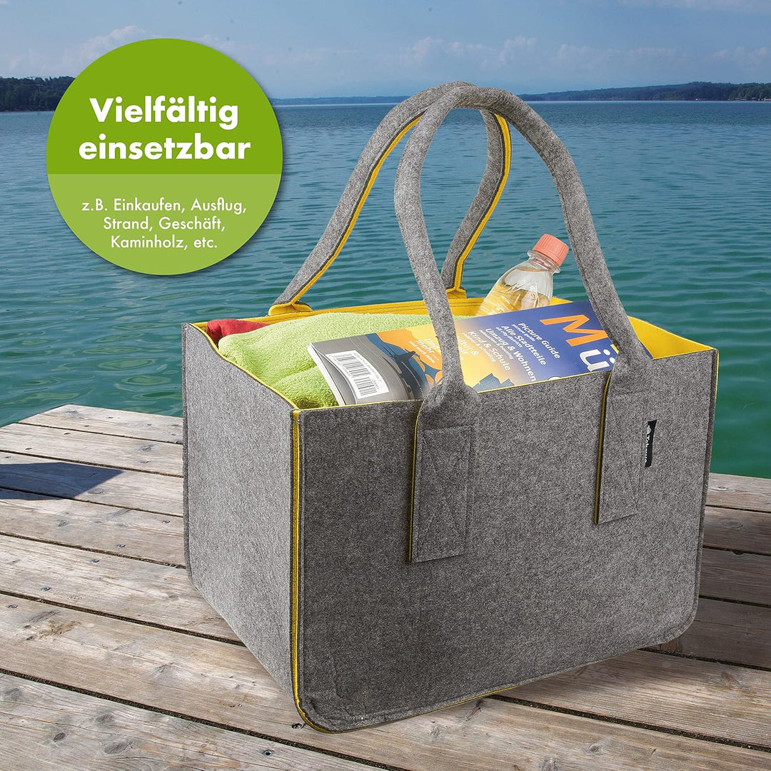 Filztasche - praktische Einkaufstasche - modische Shopping Bag - Einkaufskorb aus Filz - faltbare Tr