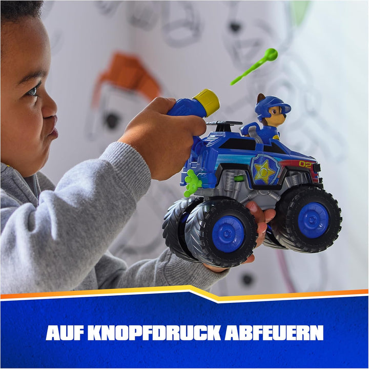 PAW PATROL Rescue Wheels - Chases Monstertruck Fahrzeug mit Geschoss-Abwurf und Chase Hundefigur, Sp