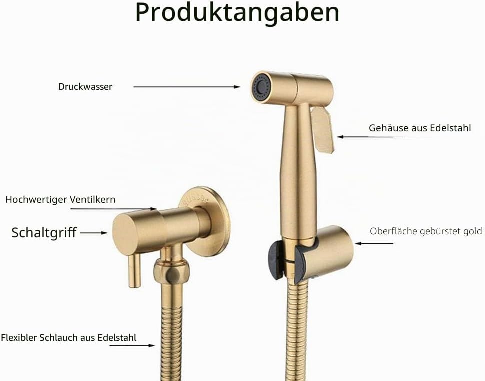 [LOSCHEN]Bidet Toilettensprüher, Hand Bidet Sprayer, Bidet Handbrause, Edelstahl Duschkopf Bidet Arm