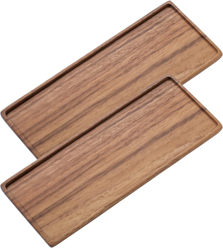 Kleines Tablett Holz Serviertablett, Rechteckig Akazien Holz Mini Tablett Servierteller für Küchen-S