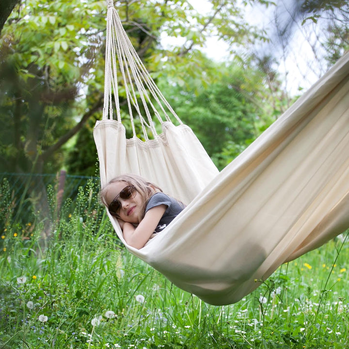 ANYOO Hängematte Outdoor Baumwolle Bequemer Stoff mit Baumfreundlichen Gurten zum Aufhängen, Robuste