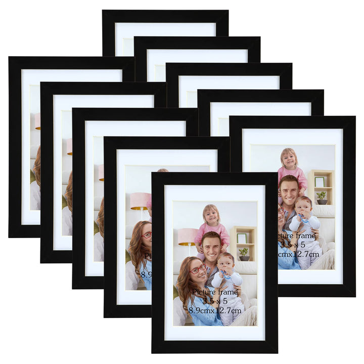 Giftgarden 10 Stück Bilderrahmen 9x13 cm mit Passepartout, Schwarz Fotorahmen Collage Set für 10x15