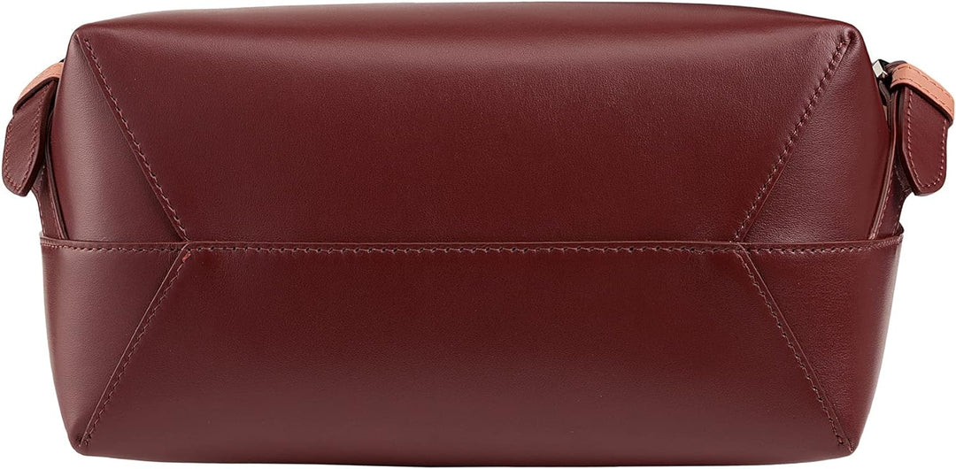 DuDu Damen-Multifunktions-Freizeitrucksack Made in Italy aus weichem Nappaleder mit Klappe Burgundy,