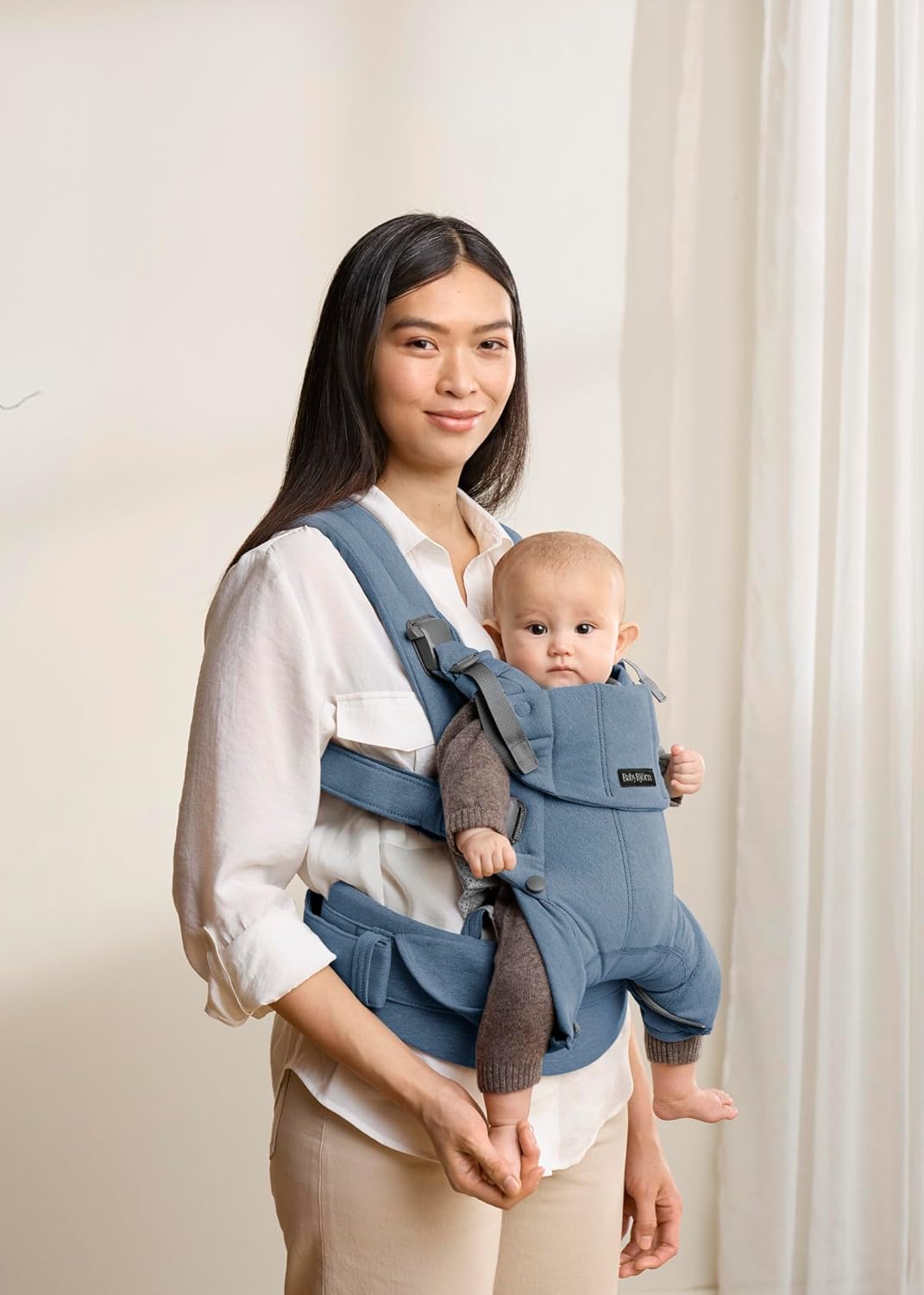 BabyBjörn Babytrage Harmony, Gewebt Melange, Blau Gewebt Melange Blau, Gewebt Melange Blau