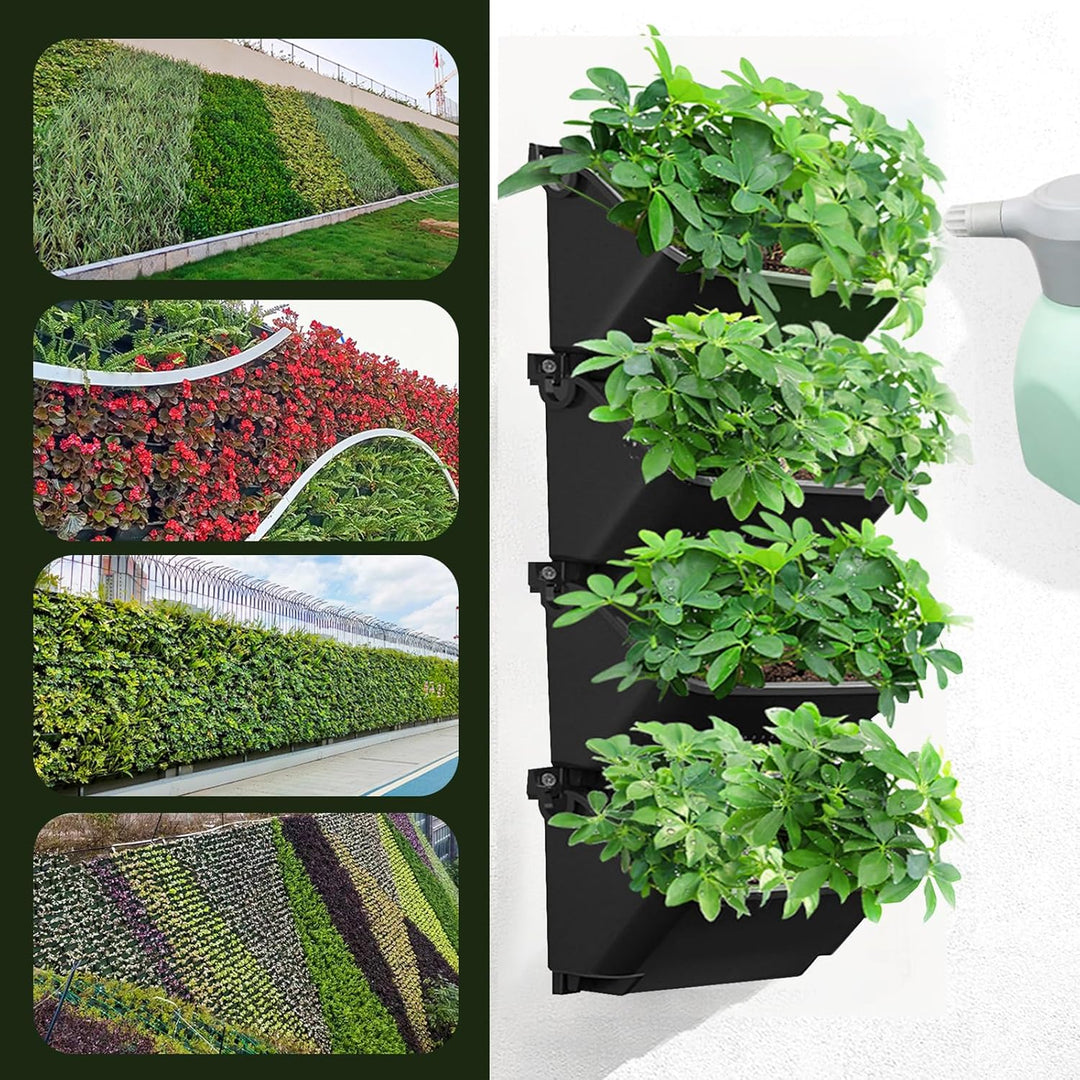 CEIEVER Hängende vertikale Wand Pflanze, Vertikaler Garten Pflanzenwand mit 4 Taschen Wandmontierter