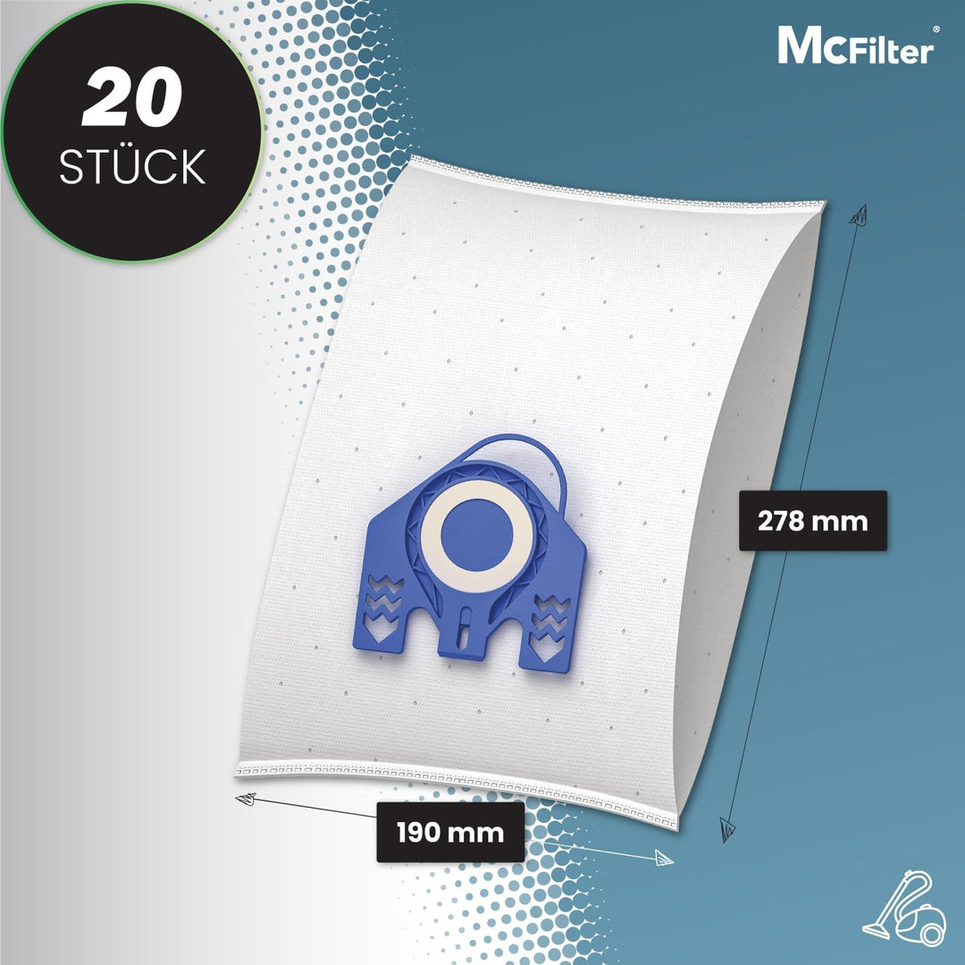McFilter | 20 Staubsaugerbeutel kompatibel mit Miele Classic C1 Special EcoLine Staubsauger, Beutel