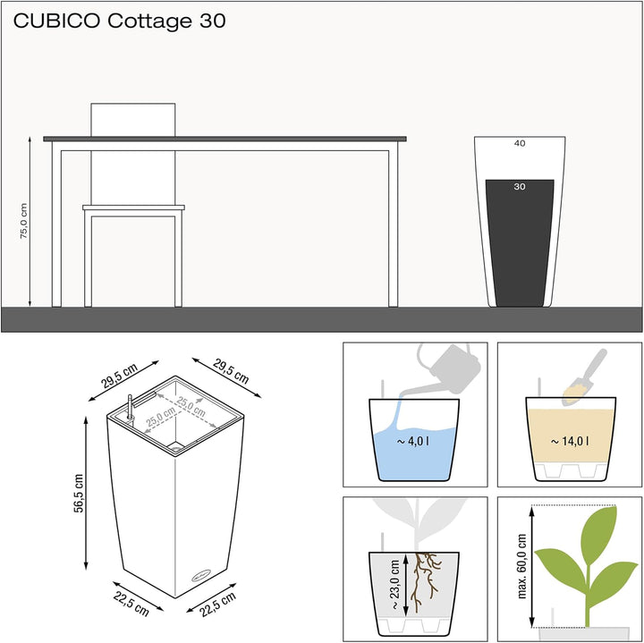 LECHUZA CUBICO Cottage 30 mokka 15225 29.5x29.5x56.5 cm Mokka, 29.5x29.5x56.5 cm Mokka