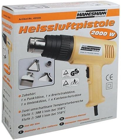 Brüder Mannesmann M49500 Heissluftgebläse 2000 W, 4-tlg, 230 V || 50Hz (Packung mit 2) Pack of 2, Pa