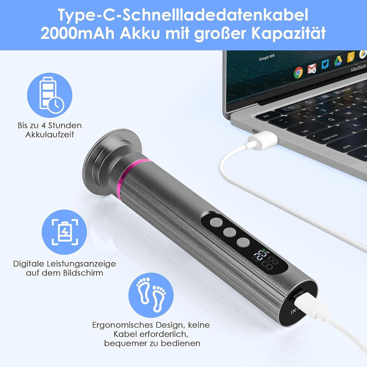 2-in-1 Elektrischer Hornhautentferner mit Nagelfräser, 9 Geschwindigkeiten, LED-Batterieanzeige, Wie