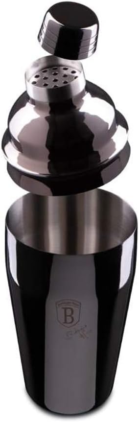 Berlinger Haus Barkeeper-Set | 6-TLG. Black Rose Collection mit Edelstahl-Zubehör | Shaker 0,55 L, l