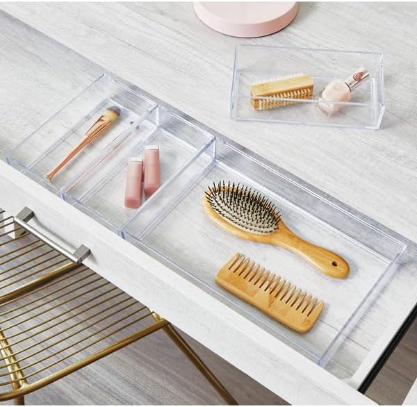 iDesign Schubladeneinsatz, extra grosser Besteckkasten für Schubladen aus Kunststoff, stapelbarer Sc