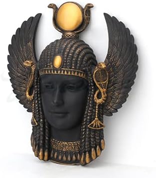 Veronese Design Ägyptische Art Deco Göttin Isis Wandtafel, Kunstharz, Schwarz / goldfarben