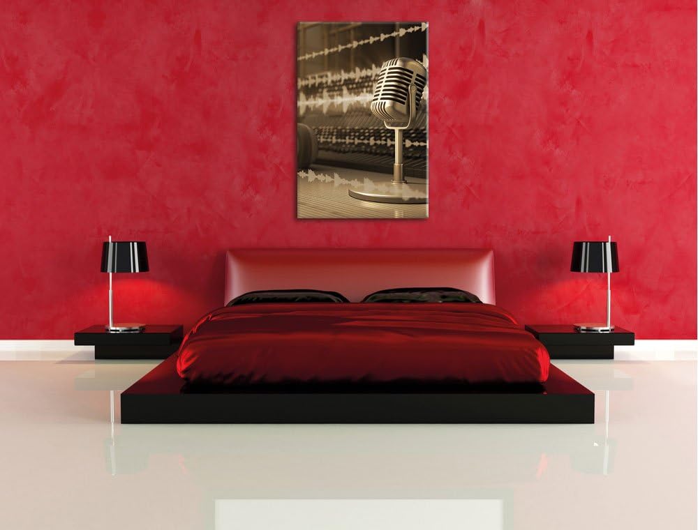 Pixxprint Musikstudio, Format: 100x70 auf Leinwand, XXL riesige Bilder fertig gerahmt mit Keilrahmen