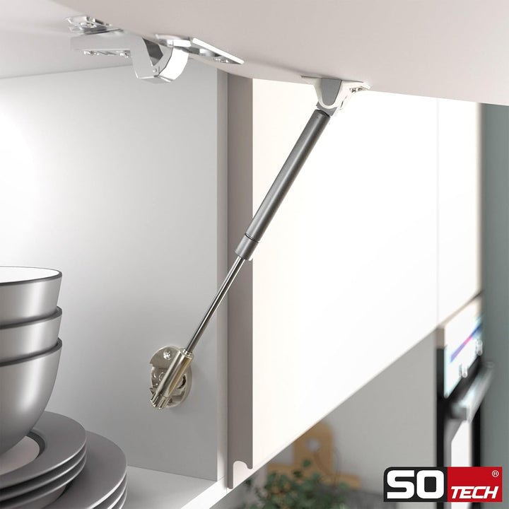 2er Set Italiana Ferramenta Gasdruckdämpfer KRABY lift up (90 Newton, 277 mm Gesamtlänge) Klappenbes