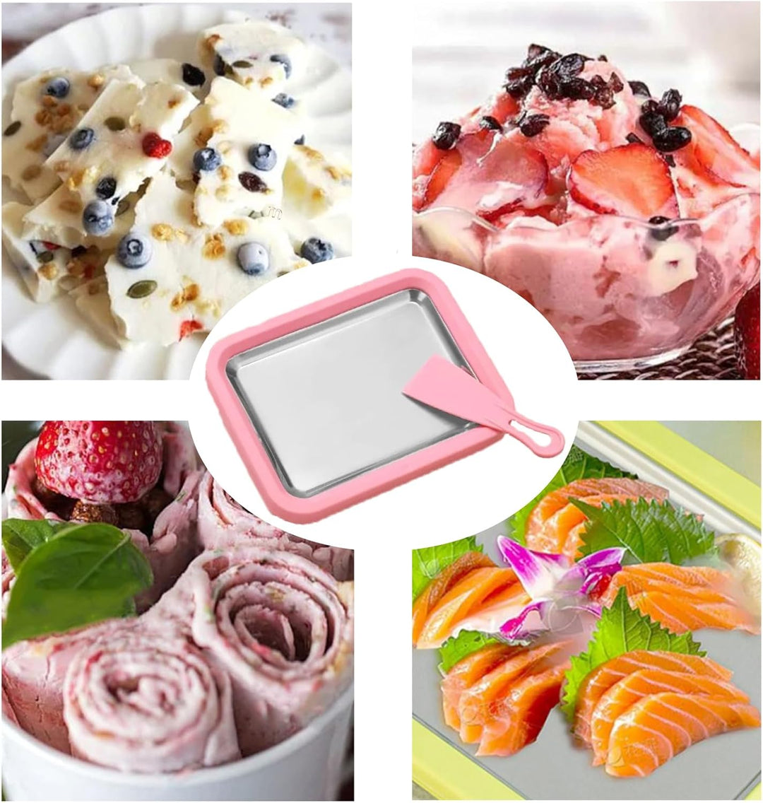 Eisplatte Eis Rolls zum Eis Machen DIY, Rolled Ice Cream Maker, mit 2 Spateln für Kinder, Zuhause, F