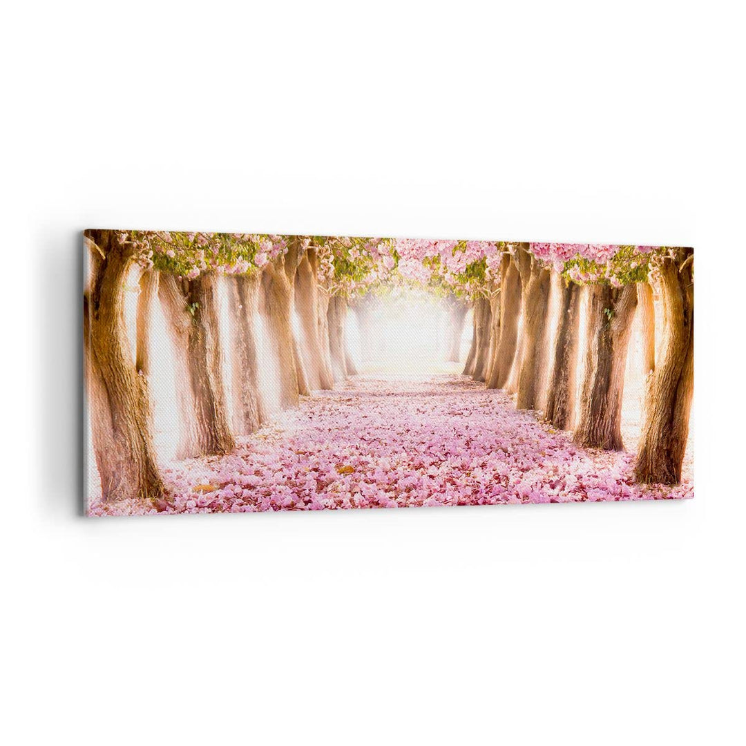 Panorama Bilder auf Leinwand 100x40cm Leinwandbild Baum Blumen Kirsche Natur Gross Wanddeko Bild Sch