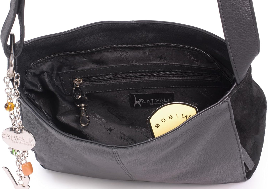 Catwalk Collection Handbags - Leder Und Veloursleder - Umhängetasche/Schultertasche von Kindle/Table