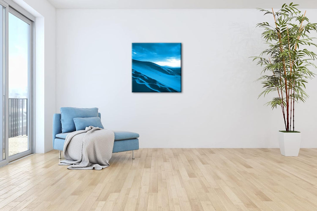 Sanddüne in der Wüste Format: 60x60 Effekt: Monocrome Blau als Leinwandbild, Motiv fertig gerahmt au