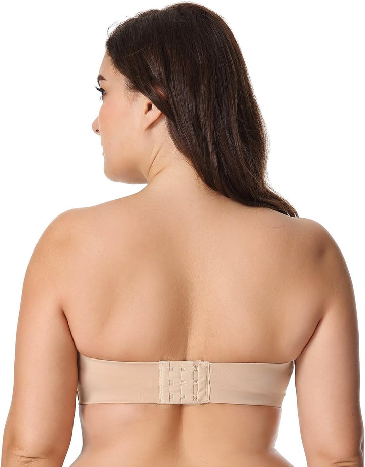 DELIMIRA Damen Push Up Trägerlos BH - Spitze Gemoldete Cups Trägerlos Büstenhalter 70B Beige, 70B Be