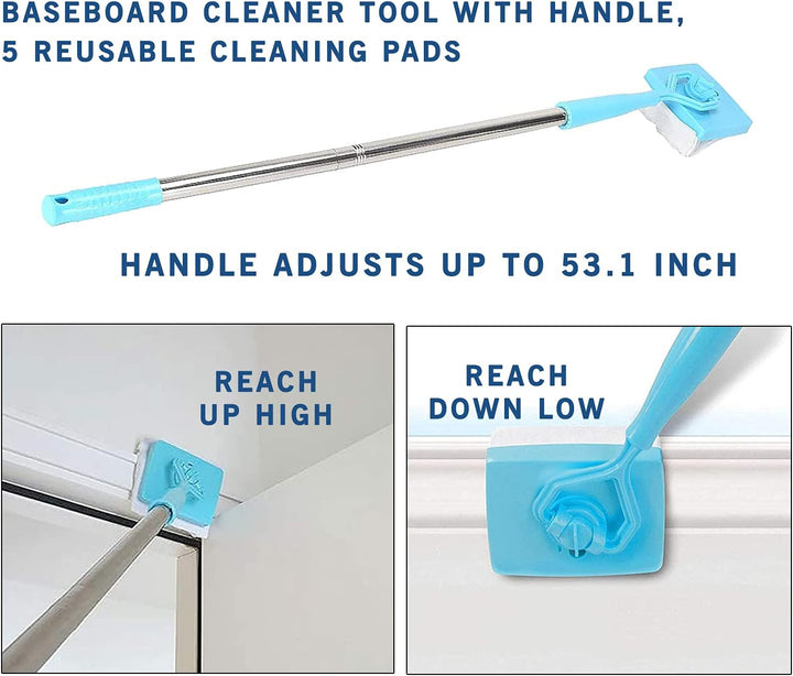 A7V8-1PC No-Bending Mop Bodenleistenreiniger Werkzeug Langer Griff Verstellbare Sockelleiste Formwer