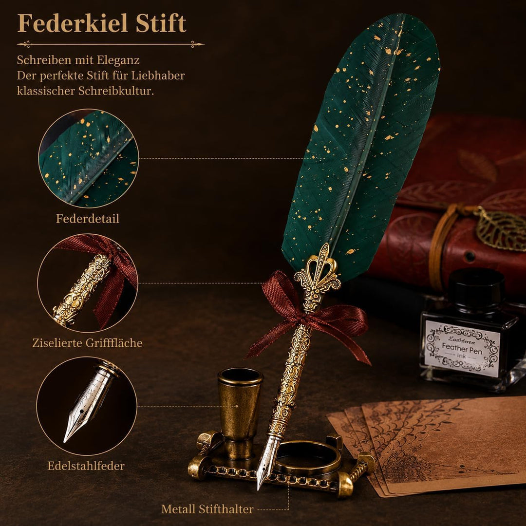 Cieex Schreibfeder Kalligraphie Feder, Handgemachte Dip Pen, Vintage Federkiel Dip Quill Pen Writing