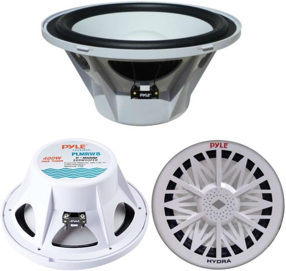 PYLE PLMRW8 Meer SUBWOOFER Wasser RESISTENT 8" 20,00 cm 200 MM Weiss FUR Boot FLOS ODER SWIMMINGPOOL