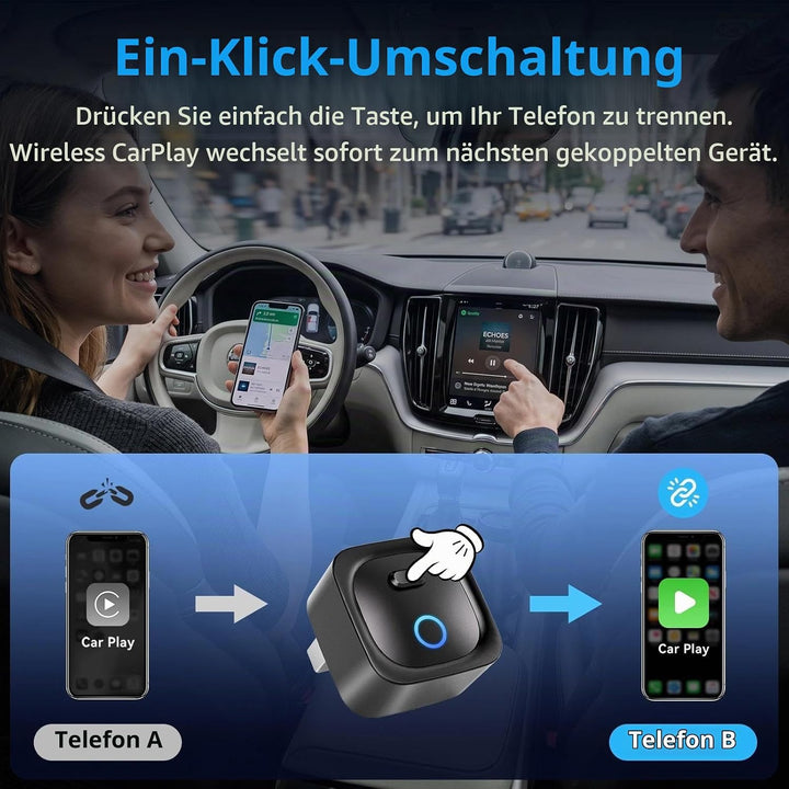 Carplay Wireless Adapter, Upgrade Android Auto&amp;Carplay Wireless Adapter | USB A/C, Plug &amp; Play, Stab