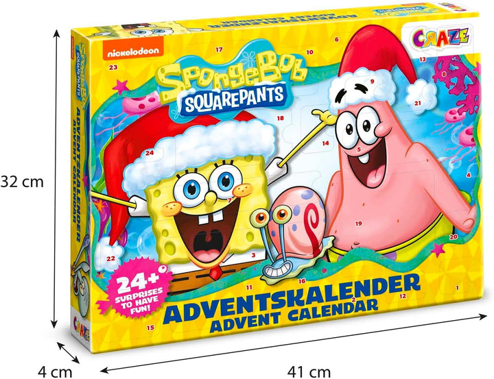 CRAZE SpongeBob Schwammkopf Adventskalender für Kinder – Spielzeug-Adventskalender für Jungen & Mädc