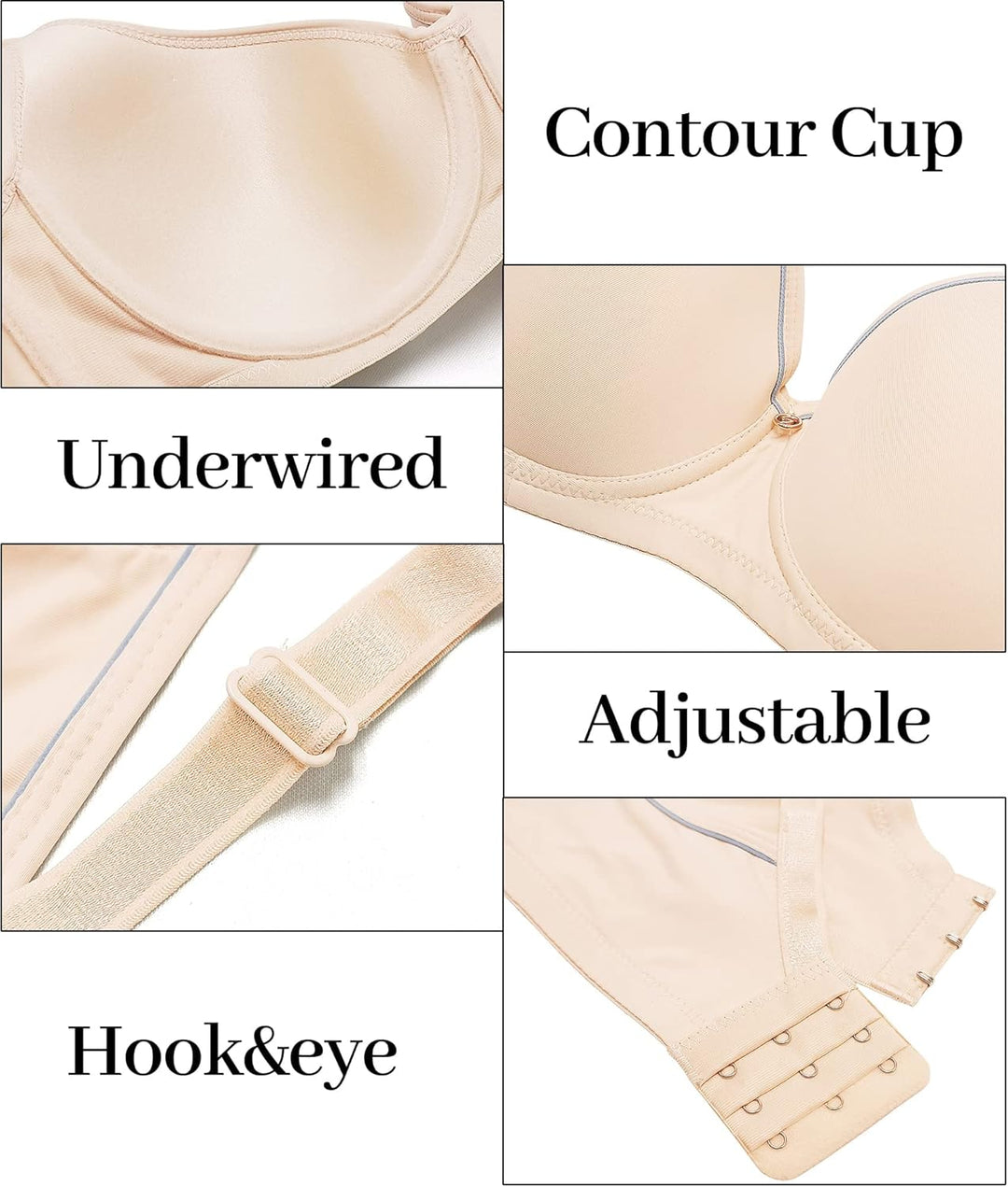 SHEKINI Damen BH mit Bügel Klassische T-Shirt BHS Push up BH Nicht Gepolsterter Nahtloser Soft Bra m