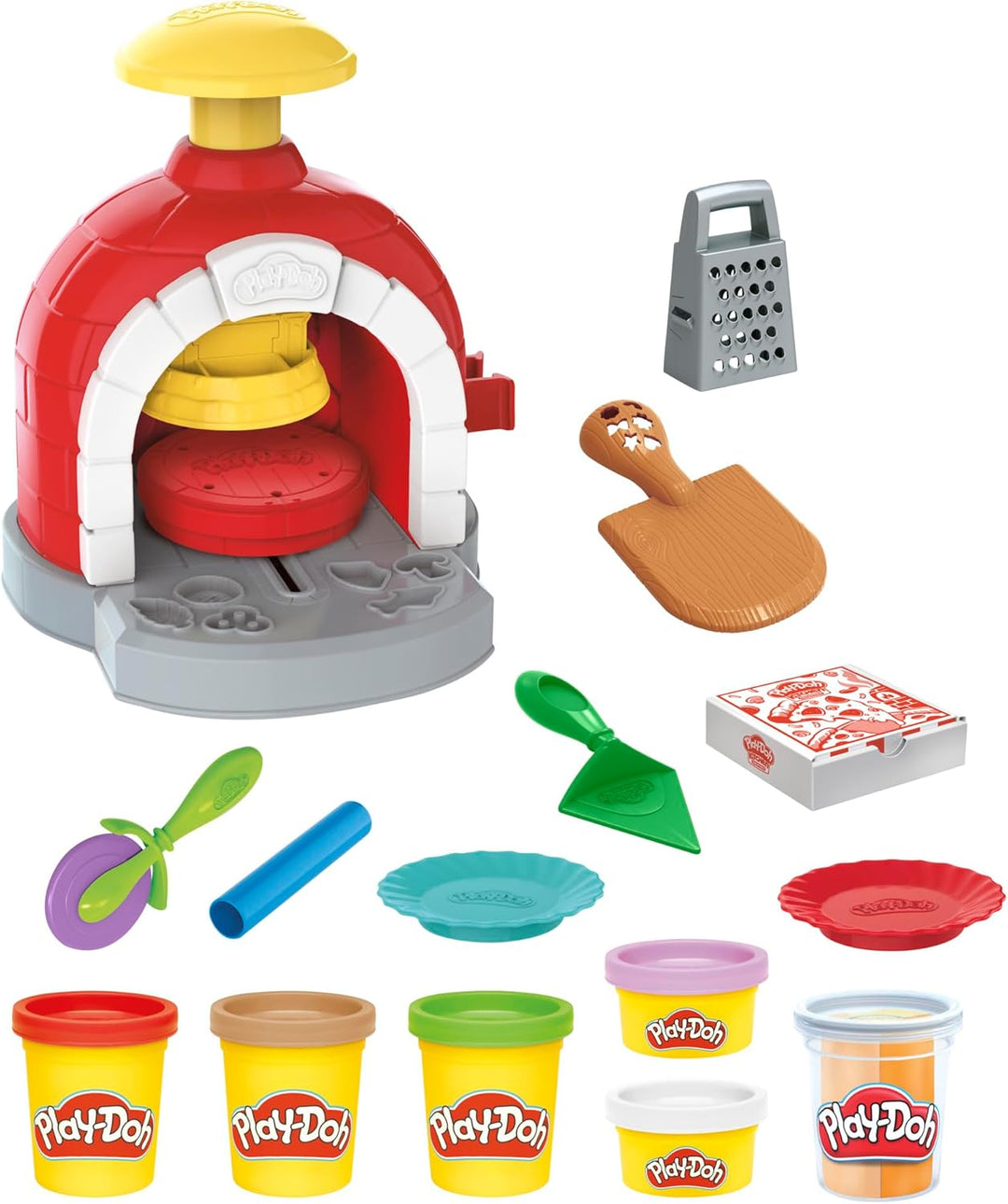 Play-Doh Kitchen Creations Pizzabäckerei Spielset mit 6 Dosen 8 Accessoires Pizzabäckerei Einzelbett