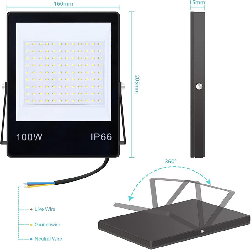 MIWATT 2PCS LED Strahler Aussen 100W LED Fluter Superhell LED Scheiwerfer 10000LM Kaltweiss IP66 Was