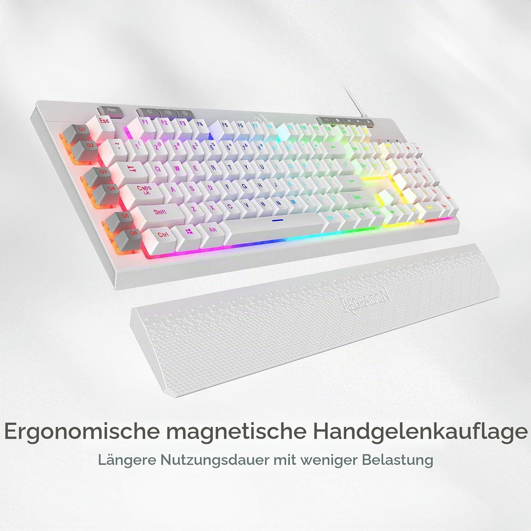 Redragon K512 Shiva US-Layout weisse Membran-Gaming-Tastatur, RGB-Beleuchtung, Programmierbare G-Tas