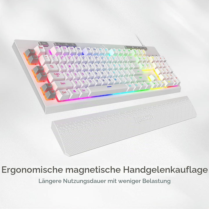 Redragon K512 Shiva US-Layout weisse Membran-Gaming-Tastatur, RGB-Beleuchtung, Programmierbare G-Tas
