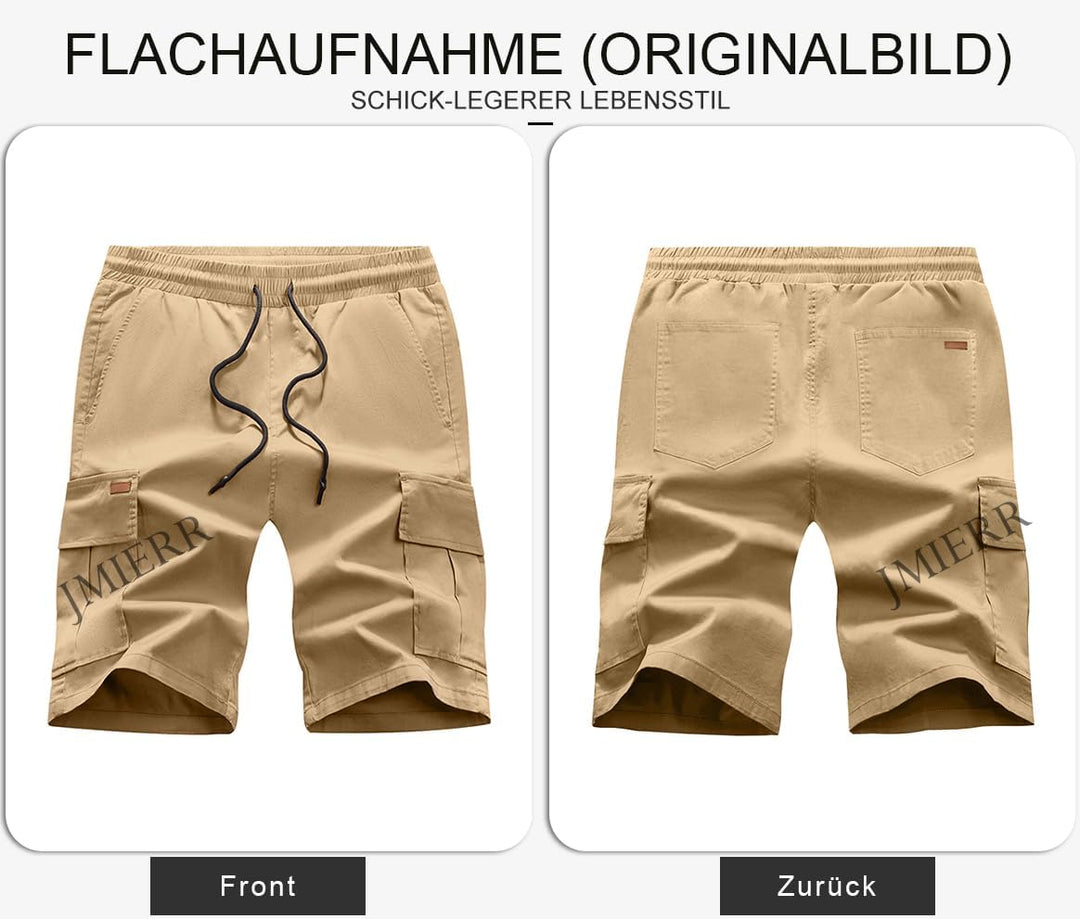 JMIERR Kurze Hosen Herren Baumwolle Cargo Shorts Herren Sommer Freizeithose mit Taschen S D Khaki, S