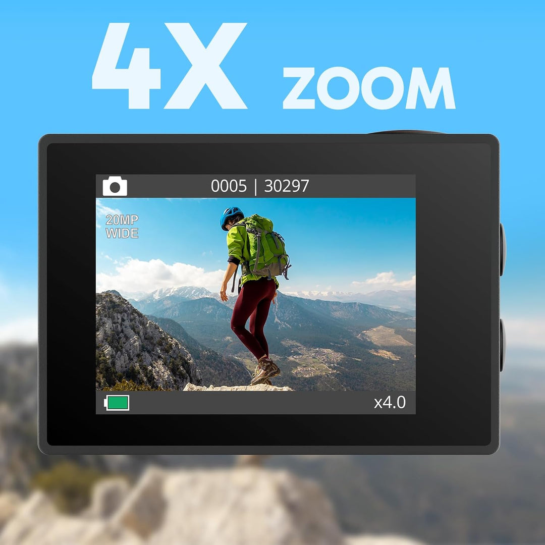AKASO Sportkamera 4K 30 fps 20 MP WiFi – 4K Kamera wasserdicht bis 30 m mit Stabilisierung (EIS), 4