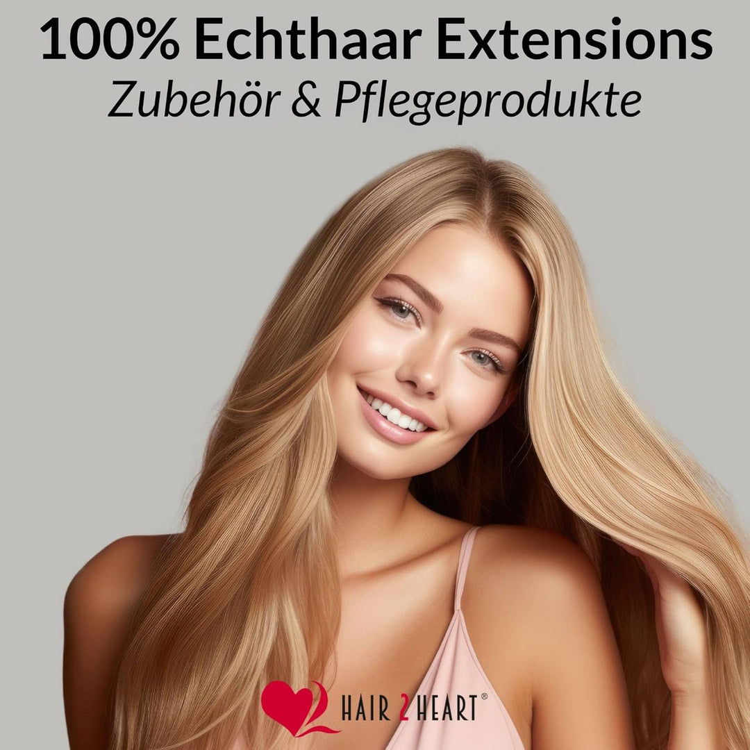 hair2heart Microring Extensions Echthaar glatt - 25 Strähnen 1g 50cm 9/31 lichtblond gold-asch 50cm
