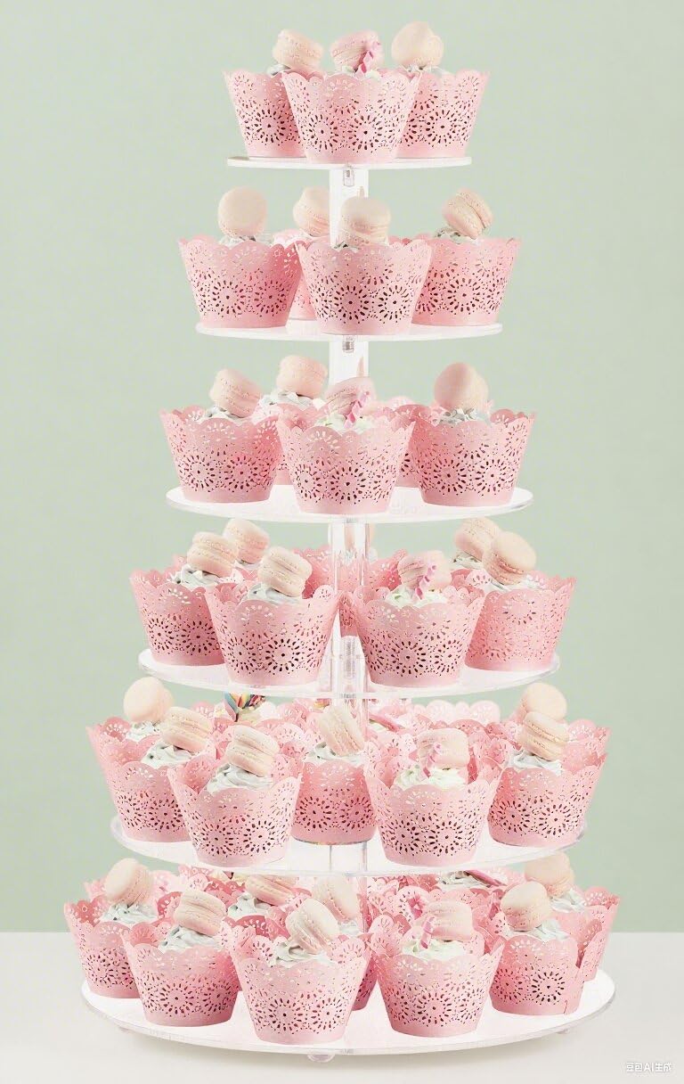Fhmidic 6 Etagen Cupcake Ständer, transparenter Tortenständer Acryl Etagere 6-stöckig Cupcake Halter