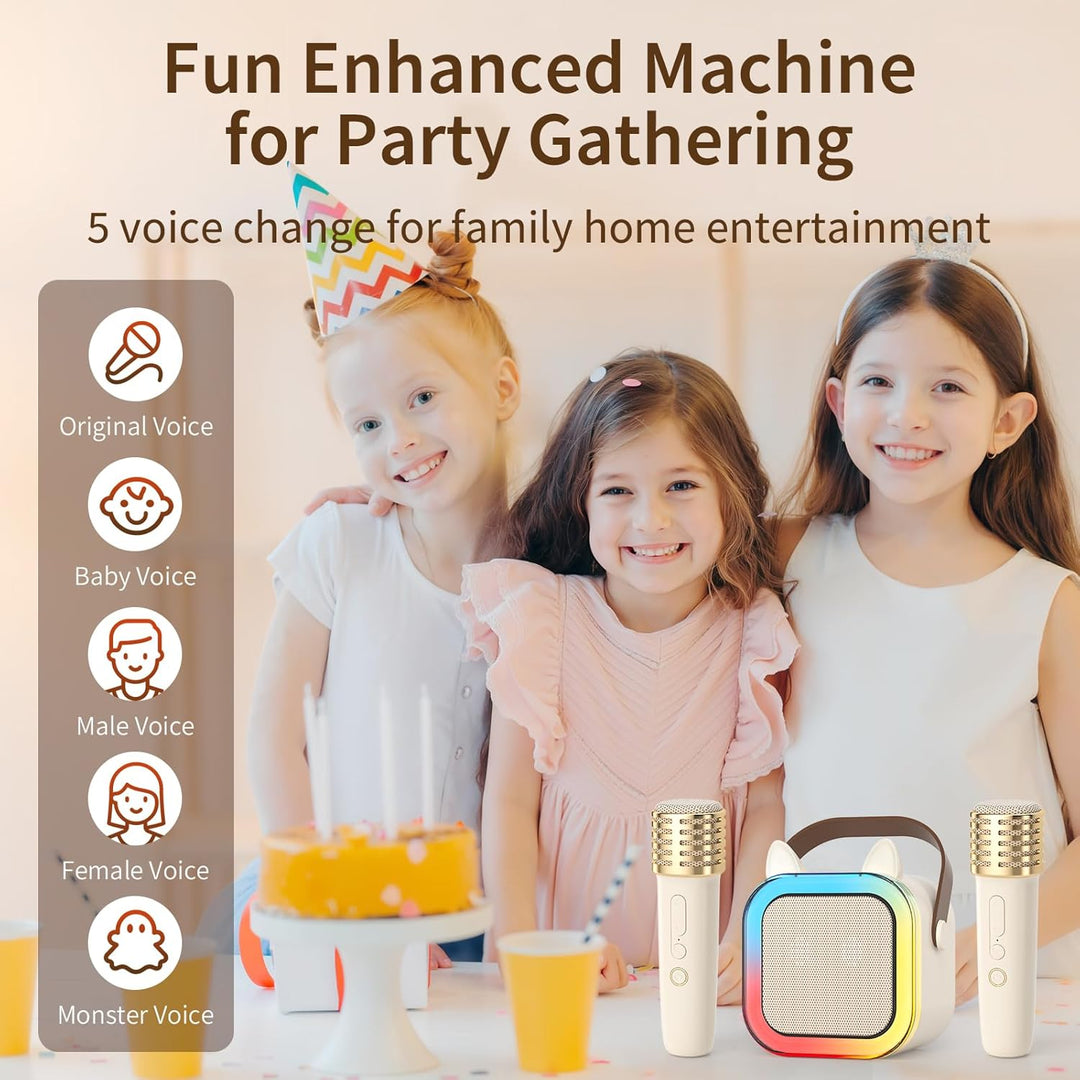 süss Katzenohr Karaoke-Maschine für Kinder Erwachsene, Tragbar Karaoke-System mit blinkendem LED-Lic