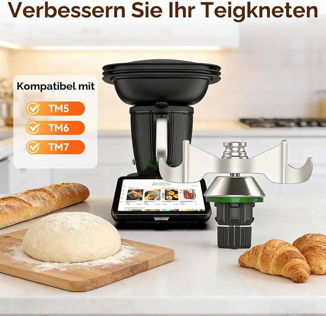 Teigmesser für Thermomix TM7 TM6 TM5, Edelstahl Teigmischmesser, Mixmesser Ersatz Zubehör für Thermo