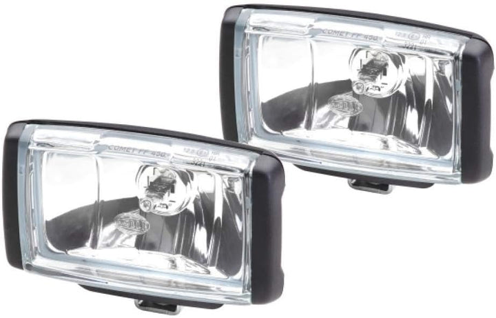 HELLA - FF/Halogen-Fernscheinwerfersatz - Comet FF 450 - 12V - rechteckig - Anbau - glasklare Streus
