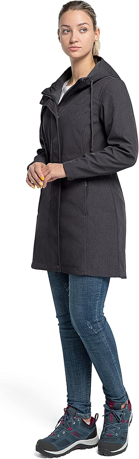 33,000ft Damen Leichte Wasserdichte Softshell Regenjacke Lange Funktionsjacke Übergangsjacke Windjac