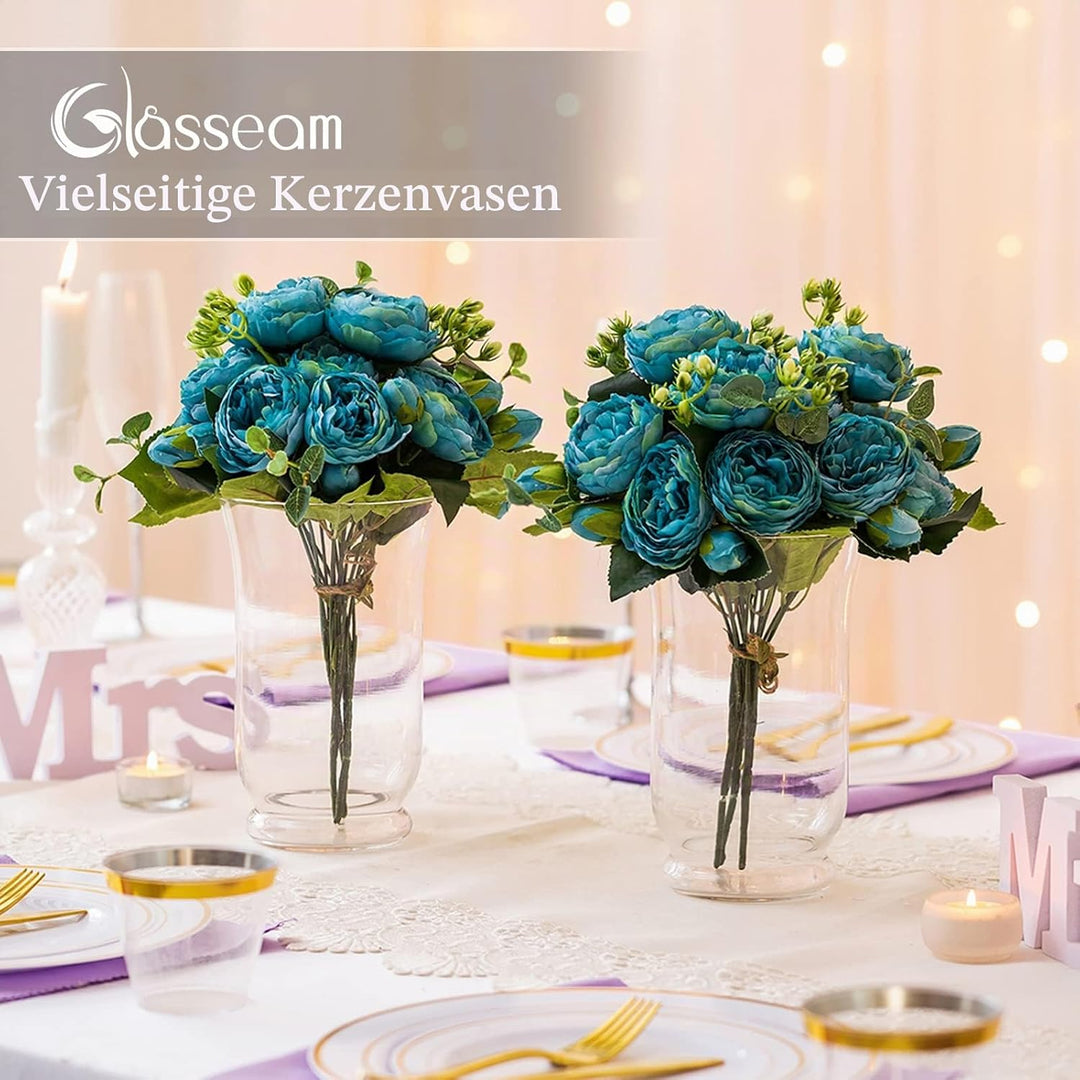 Glassäulen-Kerzenhalter für Kerzen mit 75 mm Durchmesser, 2 St Hurricane-Kerzenhalter, Hochzeitsmitt