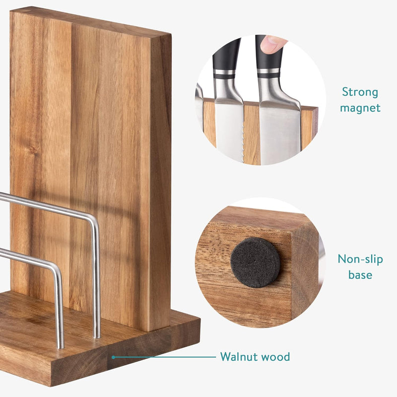 Navaris Messerhalter doppelseitig magnetisch aus Holz - Magnet Messerblock Messerbrett Magnethalter