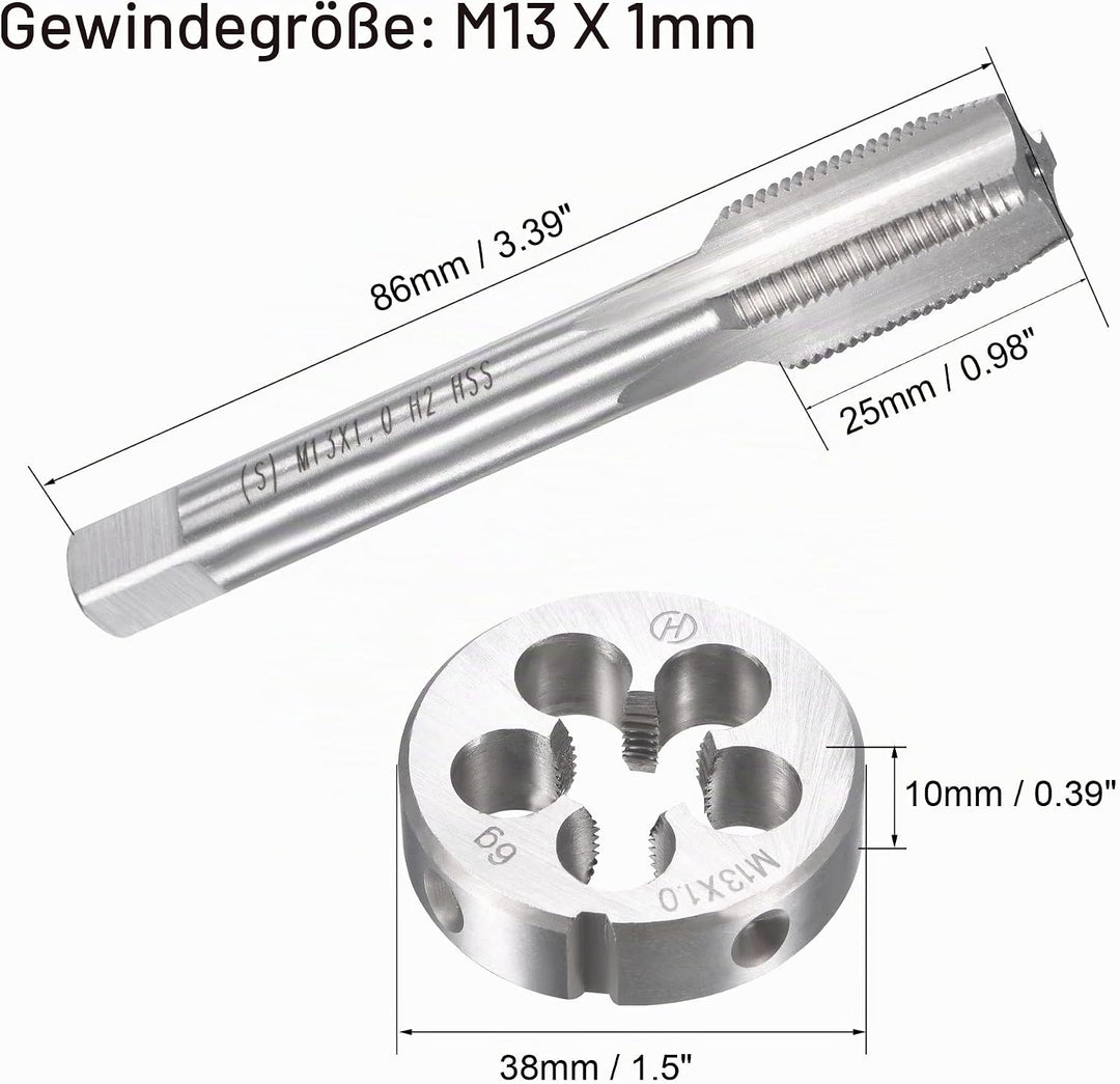 sourcing map Gewindebohrer M13 x 1mm Gewindebohrer mit Legierungswerkzeug, M13 x 1mm