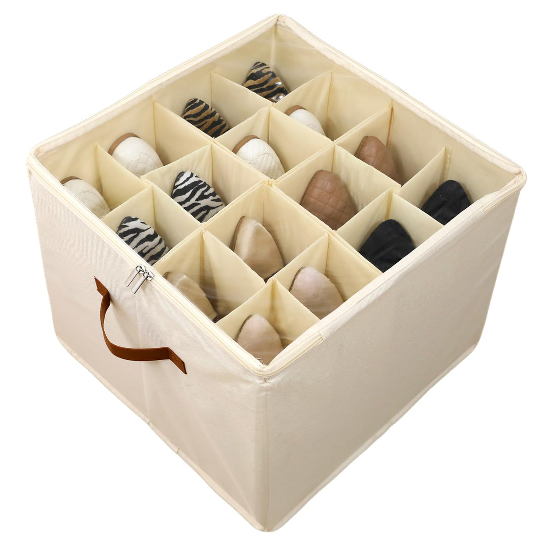 Schuhaufbewahrungsbox, Schuh-Organizer für 16 Paar, Schuhboxen Stapelbar, Faltbare Schuhaufbewahrung