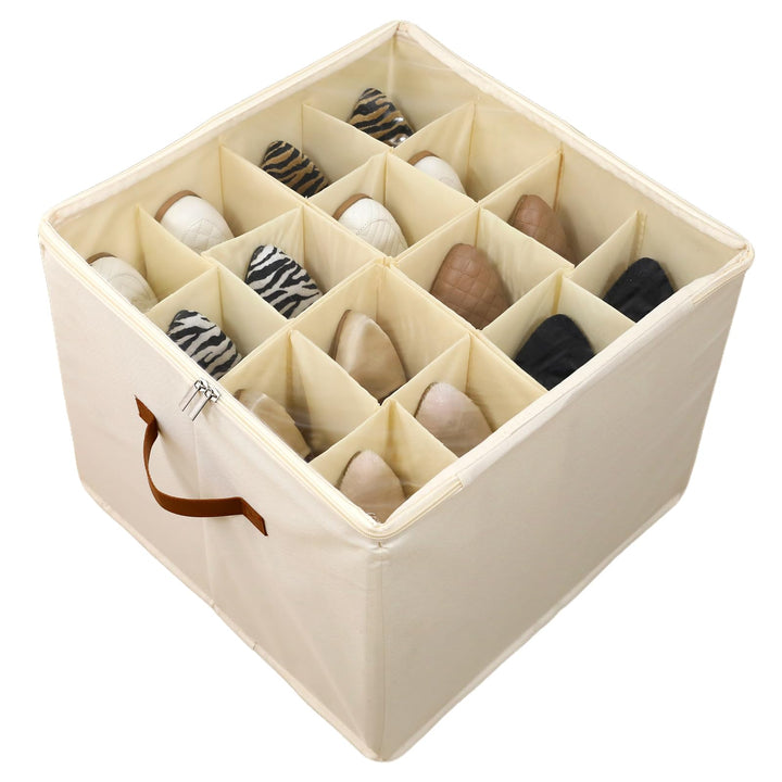 Schuhaufbewahrungsbox, Schuh-Organizer für 16 Paar, Schuhboxen Stapelbar, Faltbare Schuhaufbewahrung