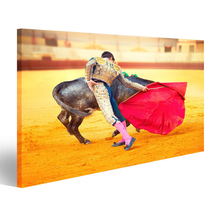 islandburner Bild auf Leinwand Corrida Matador Fighting in einem typischen spanischen Stierkampf Wan