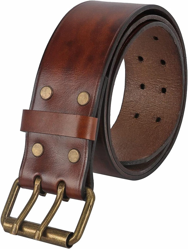 TOURBON Deluxe Rindsleder Gürtel für DIY Werkstatt Werkzeugtasche Western Cowboy Herren Gurt M (Brau