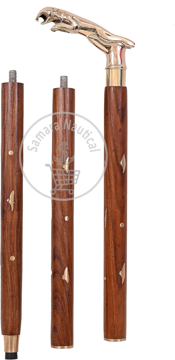 Samara Nautical Jaguar Gehstock mit einzigartigem Griff, viktorianischer Stil, Messing