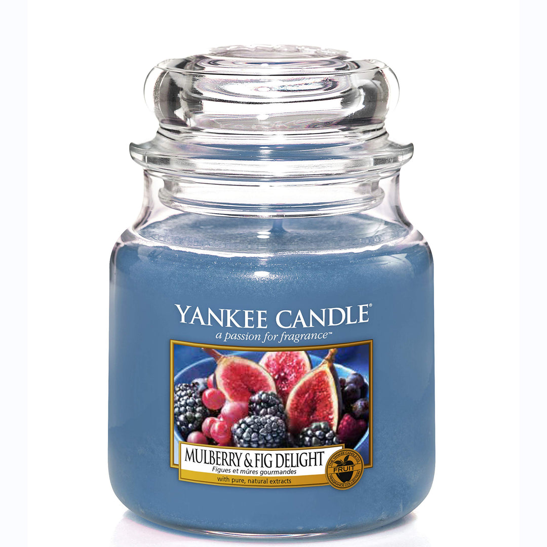 Yankee Candle Duftkerze im Glas (mittelgross) | Mulberry & Fig Delight | Brenndauer bis zu 75 Stunde